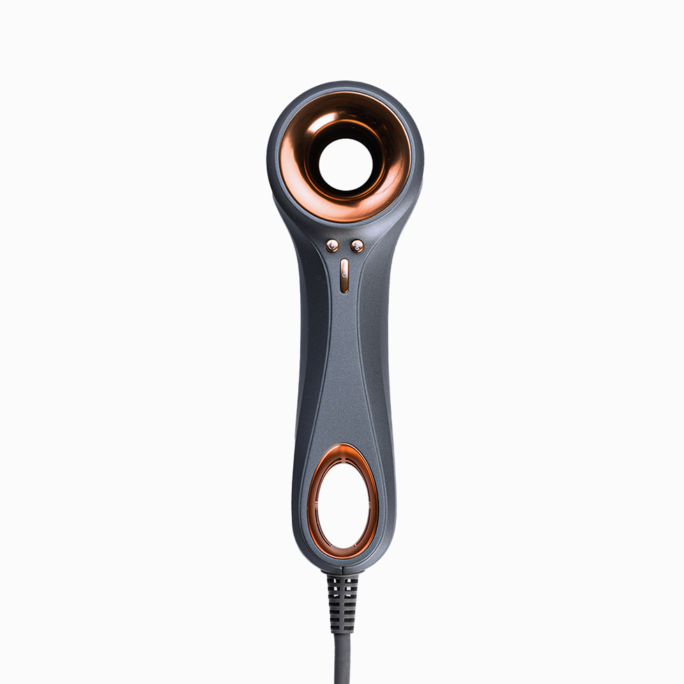 Vista frontal Secador iónico silencioso mini EX01BLK sin aspas