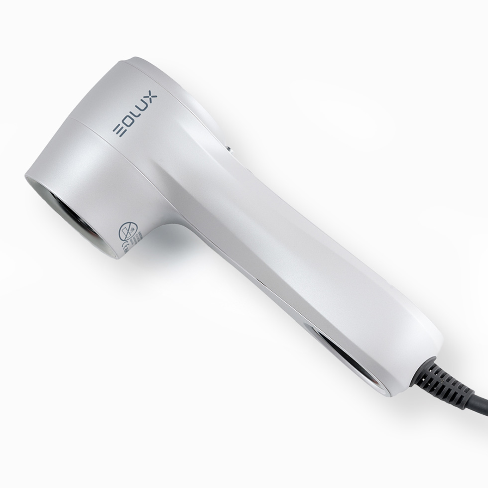 Vista lateral Secador iónico silencioso mini EX01WHT sin aspas